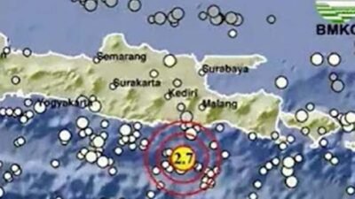 BMKG, Gempa di Blitar Berkekuatan 2,7 Magnitudo, Berpusat 108 Km Tenggara Wilayah Kabupaten