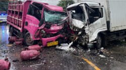 Tabrakan Dua Truk di Sungai Ambawang, Dua Orang Luka-luka